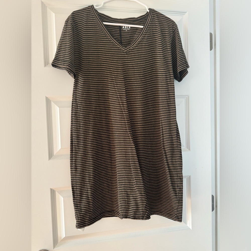 ABLE black & tan striped t shirt dress XS